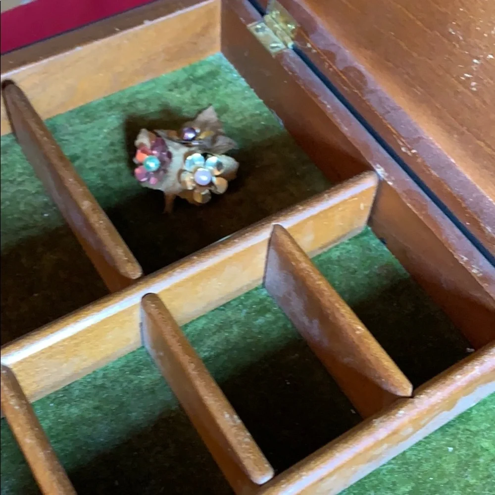 Vintage Handmade Jewelry Box Wood & Glazed Nature